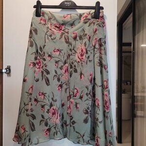 Silk Floral Flowy Medi skirt
